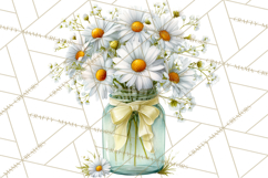 Spring Mason Jar Flowers Clipart, Floral Mason Jars PNG Product Image 3