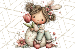 Easter Kids Clipart, Cute Easter Children, Bunny Ear Png Product Image 3