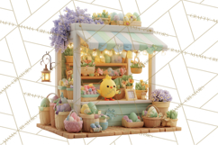 Easter Bunny PNG Clipart Spring Market Stall Eggs Basket Product Image 4