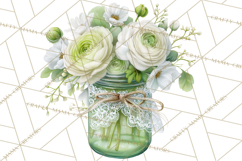 Spring Mason Jar Flowers Clipart, Floral Mason Jars PNG Product Image 4