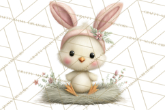 Watercolor Easter Animals Clipart, Cute Animals in Nests Png Product Image 5