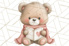 Valentine Animals Reading Books Clipart, Heart Storytime PNG Product Image 5