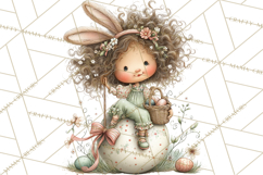 Easter Kids Clipart, Cute Easter Children, Bunny Ear Png Product Image 5