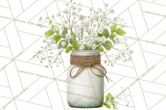 Spring Mason Jar Flowers Clipart, Floral Mason Jars PNG Product Image 2