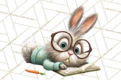 Bookish Bunnies PNG Clipart, Cozy Bunny Reading Product Image 2