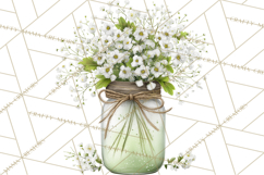 Spring Mason Jar Flowers Clipart, Floral Mason Jars PNG Product Image 3