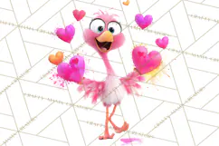Kawaii Valentine Animals, Cute Heart Love Animals Png Product Image 3