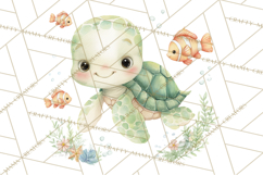 Ocean Baby Animals Clipart PNG, Cute Sea Animals Watercolor Product Image 3