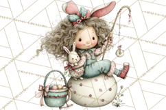 Easter Kids Clipart, Cute Easter Children, Bunny Ear Png Product Image 4