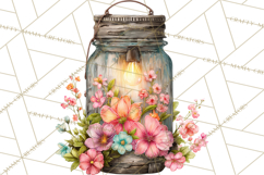 Spring Mason Jar Flowers Clipart, Floral Mason Jars PNG Product Image 4