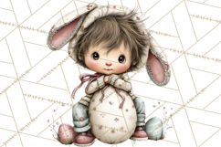 Easter Kids Clipart, Cute Easter Children, Bunny Ear Png Product Image 5
