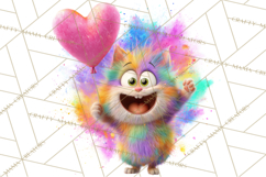 Kawaii Valentine Animals, Cute Heart Love Animals Png Product Image 2