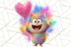 Kawaii Valentine Animals, Cute Heart Love Animals Png Product Image 2