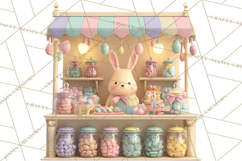 Easter Bunny PNG Clipart Spring Market Stall Eggs Basket Product Image 2