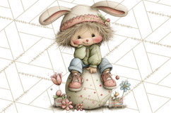Easter Kids Clipart, Cute Easter Children, Bunny Ear Png Product Image 3
