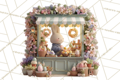 Easter Bunny PNG Clipart Spring Market Stall Eggs Basket Product Image 3