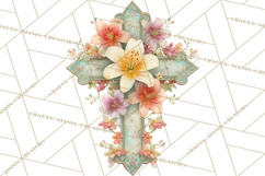 Easter Lily Cross Clipart, Pastel Bold Christian Crosses Png Product Image 3