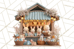 Easter Bunny PNG Clipart Spring Market Stall Eggs Basket Product Image 4