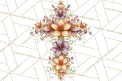 Easter Lily Cross Clipart, Pastel Bold Christian Crosses Png Product Image 4