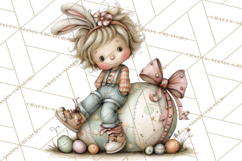 Easter Kids Clipart, Cute Easter Children, Bunny Ear Png Product Image 4