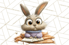 Bookish Bunnies PNG Clipart, Cozy Bunny Reading Product Image 5
