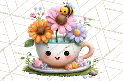 Spring Mini World Clipart, Cute Kawaii Garden Scenes PNG Product Image 5