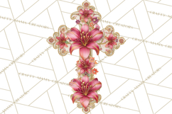 Easter Lily Cross Clipart, Pastel Bold Christian Crosses Png Product Image 2