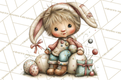 Easter Kids Clipart, Cute Easter Children, Bunny Ear Png Product Image 2