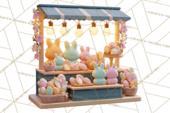 Easter Bunny PNG Clipart Spring Market Stall Eggs Basket Product Image 2