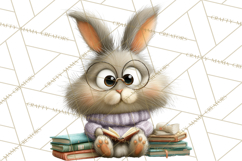 Bookish Bunnies PNG Clipart, Cozy Bunny Reading Product Image 2