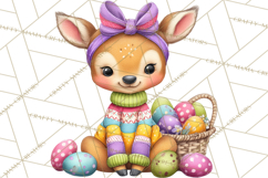 Easter Bunny Clipart, Spring Animals PNG, Colored Eggs Product Image 2