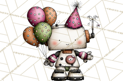 Adorable Birthday Robot Clipart, Playful Toy Robot Clip Art Product Image 2