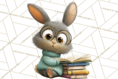 Bookish Bunnies PNG Clipart, Cozy Bunny Reading Product Image 3