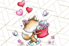 Valentine Animals Clipart Cute Cartoon Characters PNG Product Image 3