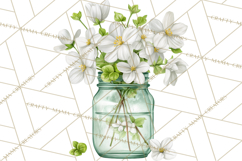 Spring Mason Jar Flowers Clipart, Floral Mason Jars PNG Product Image 3