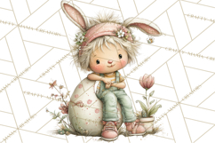 Easter Kids Clipart, Cute Easter Children, Bunny Ear Png Product Image 3