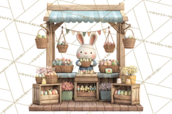 Easter Bunny PNG Clipart Spring Market Stall Eggs Basket Product Image 4