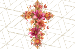 Easter Lily Cross Clipart, Pastel Bold Christian Crosses Png Product Image 4