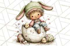 Easter Kids Clipart, Cute Easter Children, Bunny Ear Png Product Image 4