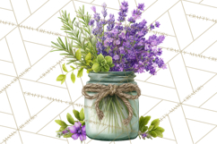 Spring Mason Jar Flowers Clipart, Floral Mason Jars PNG Product Image 4
