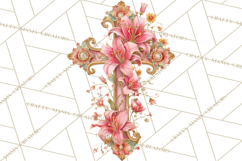 Easter Lily Cross Clipart, Pastel Bold Christian Crosses Png Product Image 5