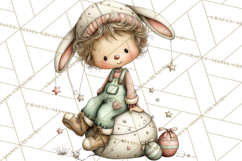 Easter Kids Clipart, Cute Easter Children, Bunny Ear Png Product Image 5