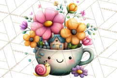 Spring Mini World Clipart, Cute Kawaii Garden Scenes PNG Product Image 5