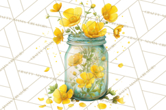 Spring Mason Jar Flowers Clipart, Floral Mason Jars PNG Product Image 5