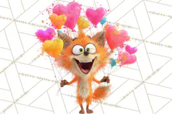 Kawaii Valentine Animals, Cute Heart Love Animals Png Product Image 5