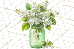 Spring Mason Jar Flowers Clipart, Floral Mason Jars PNG Product Image 2