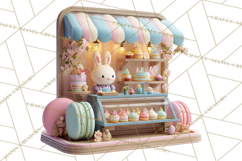 Easter Bunny PNG Clipart Spring Market Stall Eggs Basket Product Image 2