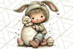 Easter Kids Clipart, Cute Easter Children, Bunny Ear Png Product Image 3
