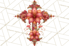Easter Lily Cross Clipart, Pastel Bold Christian Crosses Png Product Image 3
