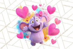 Kawaii Valentine Animals, Cute Heart Love Animals Png Product Image 3